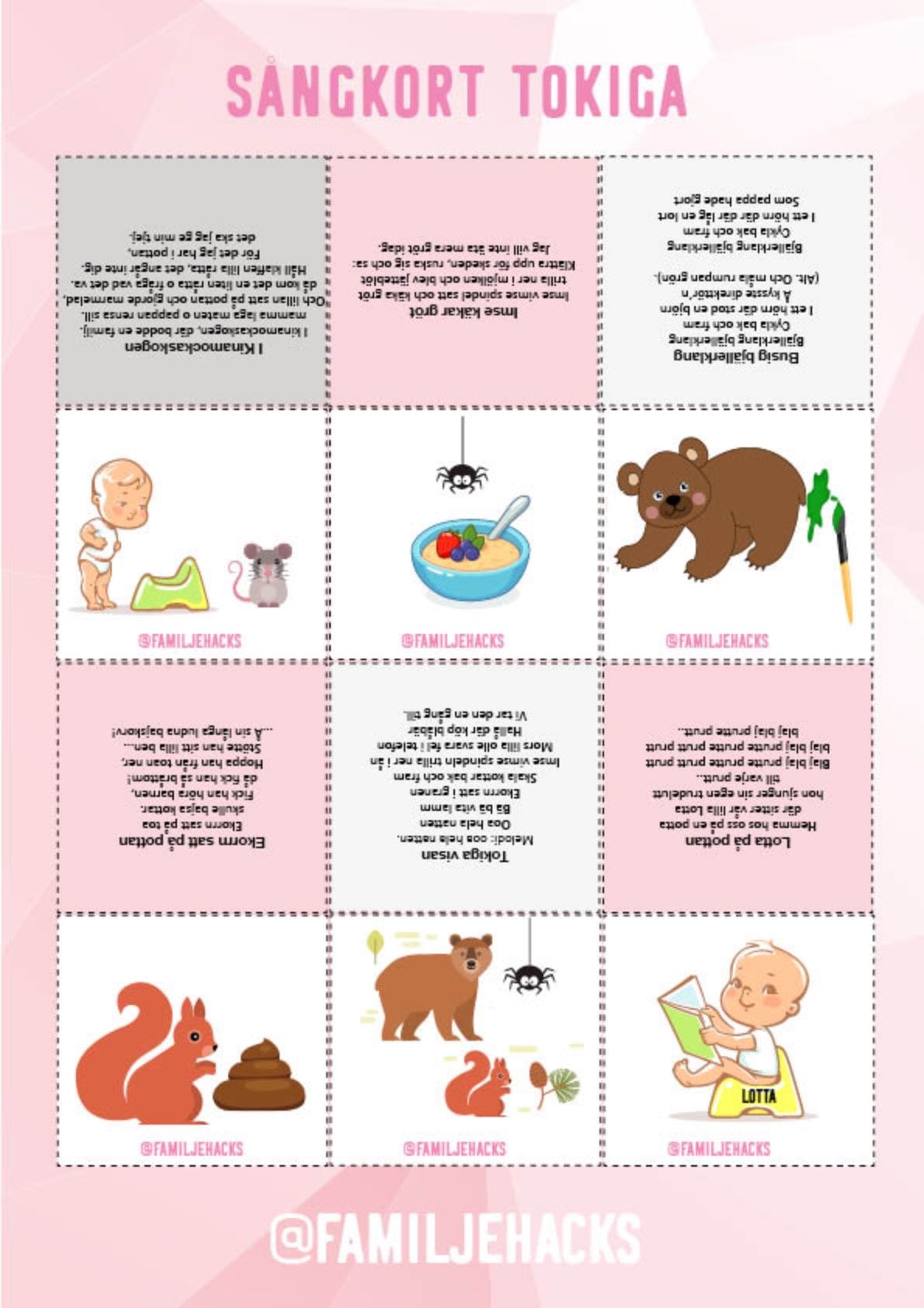 Sångkort med tema: Tokiga