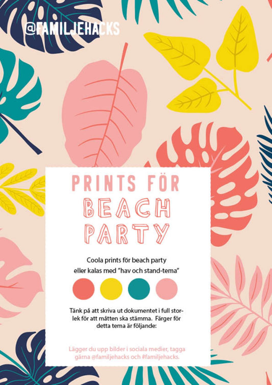 Prints för temakalas: Beachparty(PDF-format)