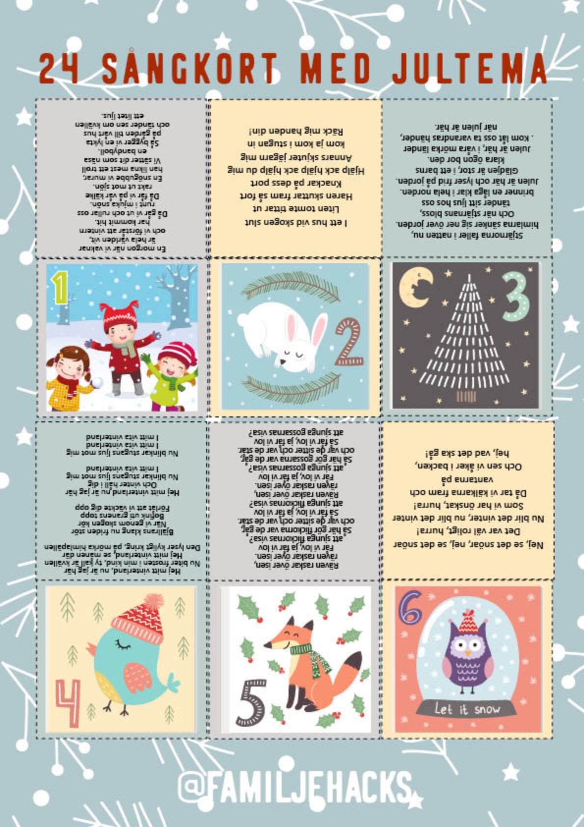 Sångkort med tema: Jul