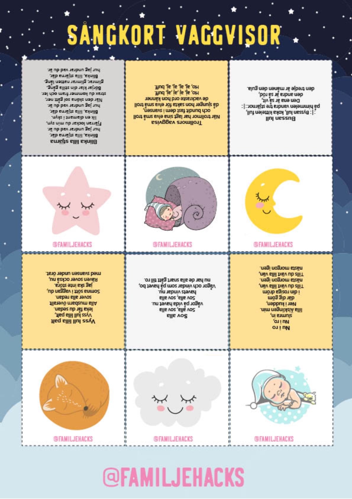 Sångkort med tema: Vaggvisor