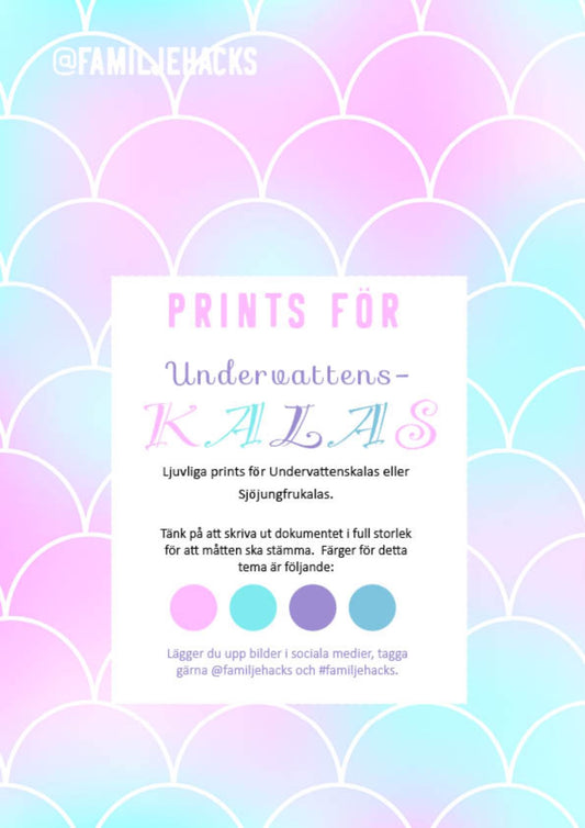 Prints för temakalas: Undervattenskalas (PDF-format)