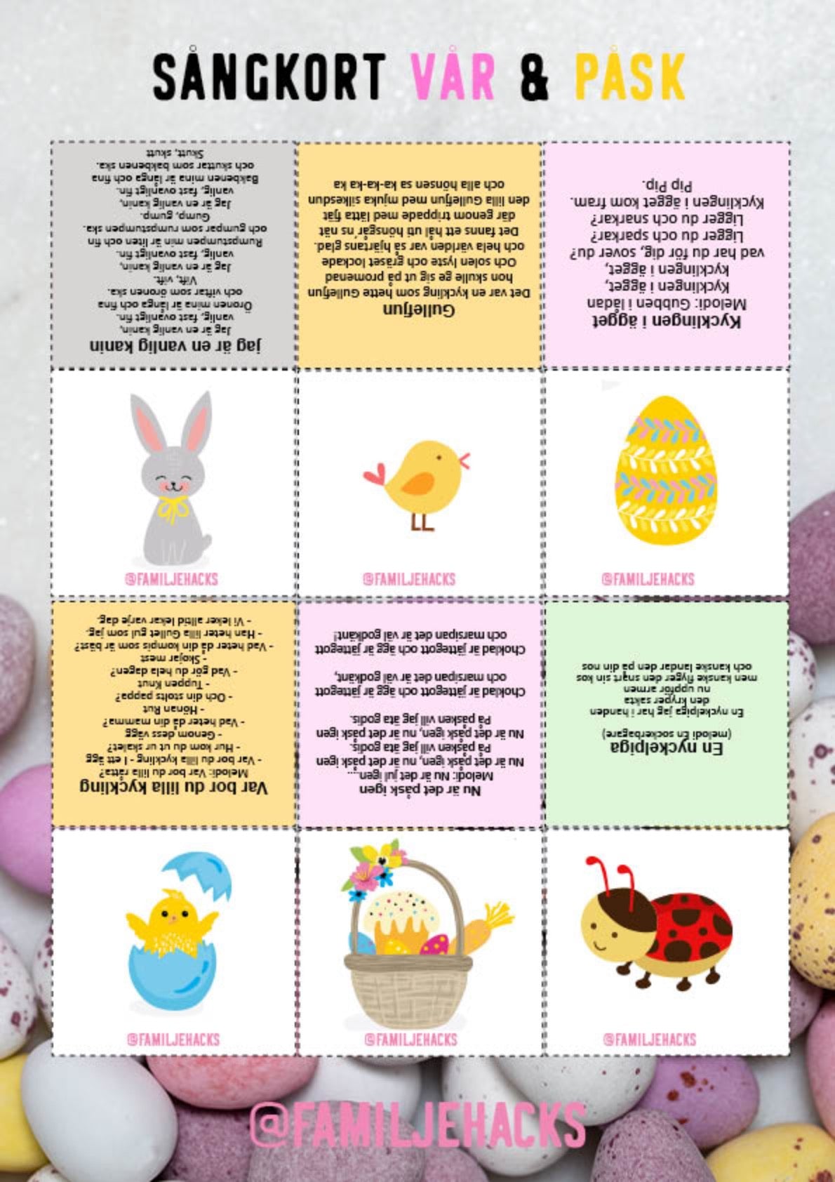 Sångkort med tema: Vår & påsk