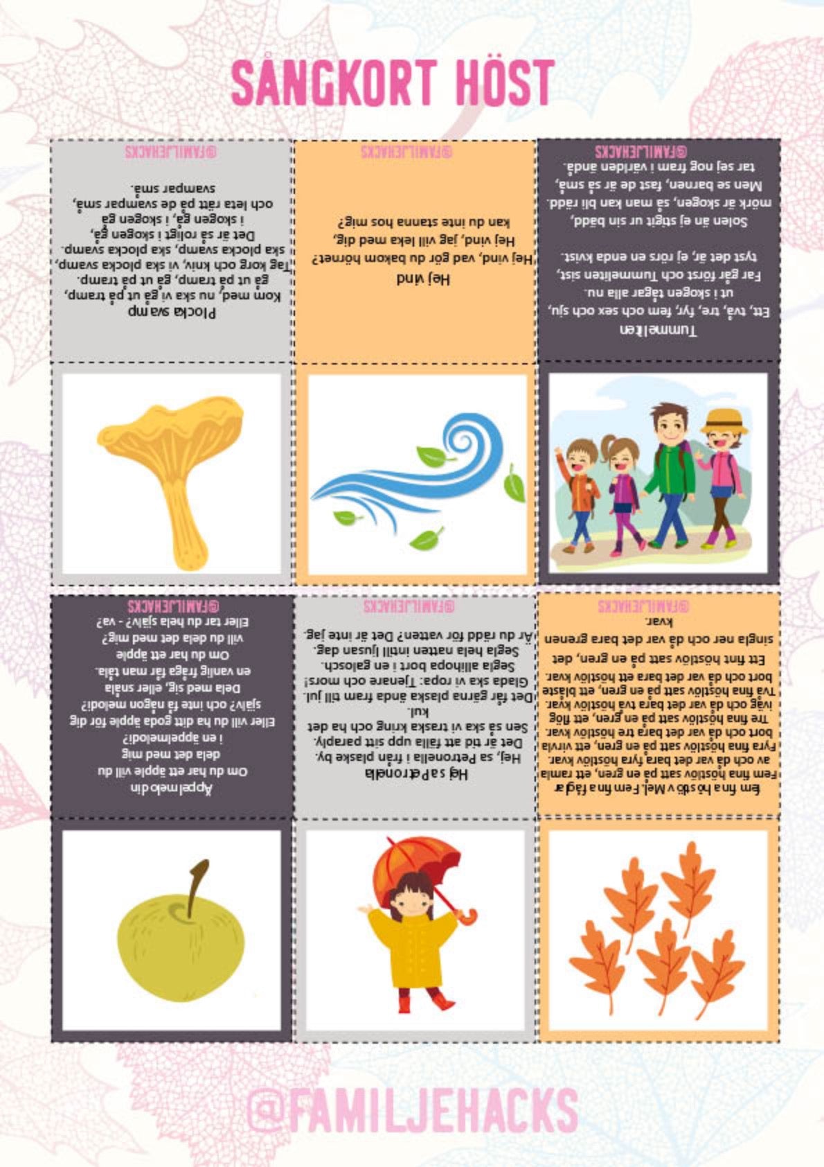 Sångkort med tema: Höst